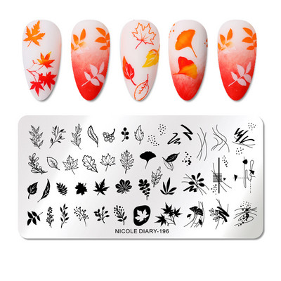 NICOLE DIARY Marble Blooming Stamping Plates Stripe Line Wave Stamping for Nails Art Stamp Stamp Stencil