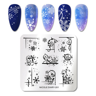 ΗΜΕΡΟΛΟΓΙΟ NICOLE Snowflake Flowers Πλάκες σφράγισης νυχιών για νεαρά κορίτσια Πρότυπα σφραγίδας εικόνας προσώπου Εργαλεία στένσιλ εκτύπωσης Φθινόπωρο Χειμώνας