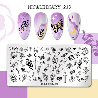 NICOLE DIARY Star Moon Nail Stamping Plate Space Planet Abstract Face Printing Stencil Μανικιούρ Πρότυπα σφραγίδων τέχνης Εργαλείο νυχιών