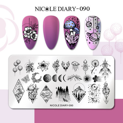 NICOLE DIARY Star Moon Nail Stamping Plate Space Planet Abstract Face Printing Stencil Μανικιούρ Πρότυπα σφραγίδων τέχνης Εργαλείο νυχιών
