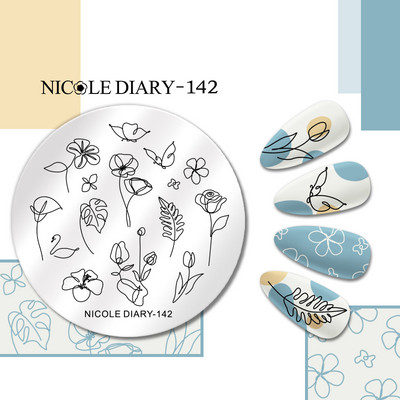 NICOLE DIARY Star Moon Nail Stamping Plate Space Planet Abstract Face Printing Stencil Μανικιούρ Πρότυπα σφραγίδων τέχνης Εργαλείο νυχιών