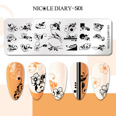 NICOLE DIARY Star Moon Nail Stamping Plate Space Planet Abstract Face Printing Stencil Μανικιούρ Πρότυπα σφραγίδων τέχνης Εργαλείο νυχιών