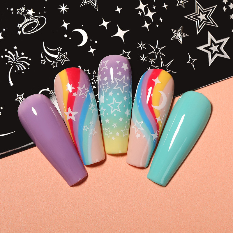 NICOLE DIARY Star Moon Plăci de ștanțare a unghiilor Space Planet Șabloane de imprimare abstracte a feței Manichiură Artă Șabloane de ștampilă Instrument de unghii