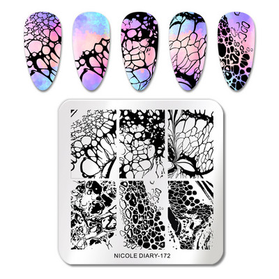 NICOLE DIARY Fire Nail Stamping Plates Λουλούδια Φύλλα Γεωμετρία Γραμμές Γαλλικά Πρότυπα Σφραγίδας Φύλλα Εκτύπωση Καλούπι στένσιλ