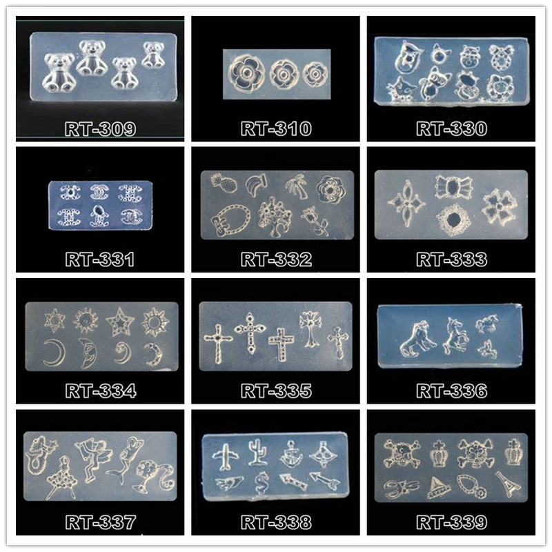 Mucegai din silicon sculptat 3D pentru ștanțare pentru unghii Camelia/coaja/Papion Model DIY UV Gel Cristal acrilic Șablon de unghii 70 de stiluri