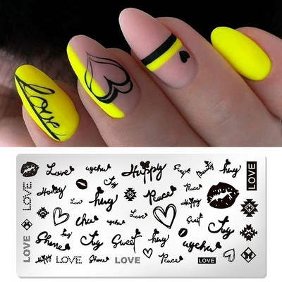 Правоъгълни плочи за щамповане на нокти Мраморна текстура Мастило Шаблон от неръждаема стомана Листа на цветя Текстура на изображение за нокти Направи си сам инструмент за плочи