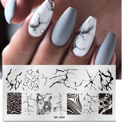 Правоъгълни плочи за щамповане на нокти Мраморна текстура Мастило Шаблон от неръждаема стомана Листа на цветя Текстура на изображение за нокти Направи си сам инструмент за плочи