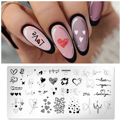 Правоъгълни плочи за щамповане на нокти Мраморна текстура Мастило Шаблон от неръждаема стомана Листа на цветя Текстура на изображение за нокти Направи си сам инструмент за плочи