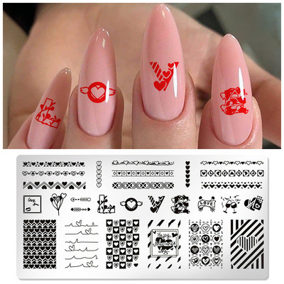 Правоъгълни плочи за щамповане на нокти Мраморна текстура Мастило Шаблон от неръждаема стомана Листа на цветя Текстура на изображение за нокти Направи си сам инструмент за плочи