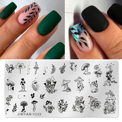 Правоъгълни плочи за щамповане на нокти Мраморна текстура Мастило Шаблон от неръждаема стомана Листа на цветя Текстура на изображение за нокти Направи си сам инструмент за плочи