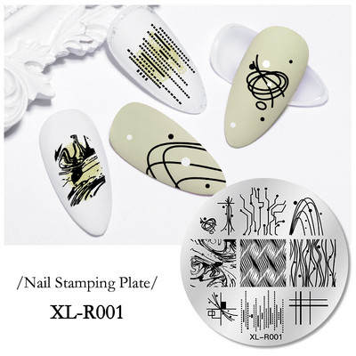 Правоъгълни плочи за щамповане на нокти Мраморна текстура Мастило Шаблон от неръждаема стомана Листа на цветя Текстура на изображение за нокти Направи си сам инструмент за плочи