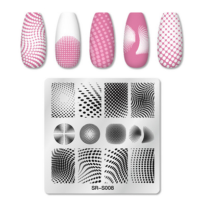 Правоъгълни плочи за щамповане на нокти Мраморна текстура Мастило Шаблон от неръждаема стомана Листа на цветя Текстура на изображение за нокти Направи си сам инструмент за плочи