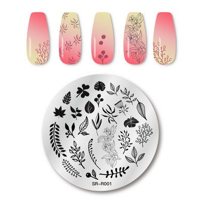 Правоъгълни плочи за щамповане на нокти Мраморна текстура Мастило Шаблон от неръждаема стомана Листа на цветя Текстура на изображение за нокти Направи си сам инструмент за плочи