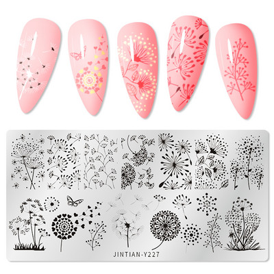 Правоъгълни плочи за щамповане на нокти Мраморна текстура Мастило Шаблон от неръждаема стомана Листа на цветя Текстура на изображение за нокти Направи си сам инструмент за плочи