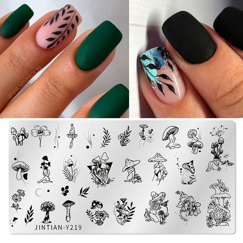 Правоъгълни плочи за щамповане на нокти Мраморна текстура Мастило Шаблон от неръждаема стомана Листа на цветя Текстура на изображение за нокти Направи си сам инструмент за плочи