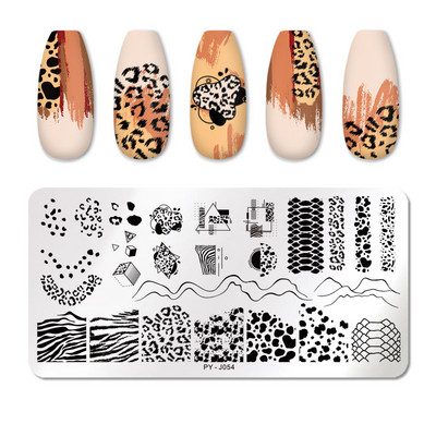 PICT YOU 6cm * 6cm Τετράγωνες πλάκες για σφράγιση νυχιών Leopard Μοτίβα ζώων Εργαλεία στένσιλ από ανοξείδωτο ατσάλι Σχέδιο σφραγίδας τέχνης για νύχια