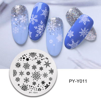 PICT YOU Πλάκες σφράγισης νυχιών Snow Winter Nail Art Stamp Πρότυπο ιδέα για νύχια Πλάκα εικόνας Εργαλεία στένσιλ από ανοξείδωτο χάλυβα