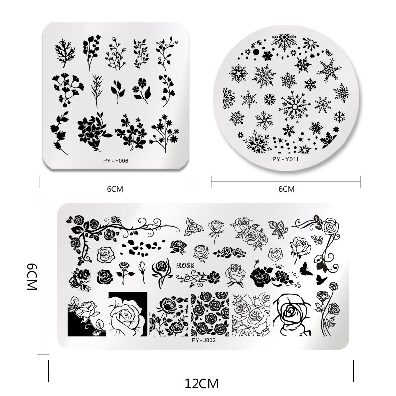 PICT YOU plăci de ștanțare a unghiilor zăpadă iarnă Șablon de ștampilă pentru unghii idee Placă de imagine pentru unghii Instrumente pentru șablon din oțel inoxidabil