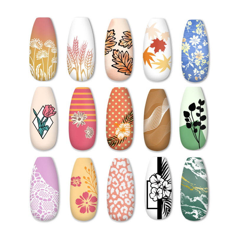 PICT YOU 1 buc. plăci de ștanțare a unghiilor cu flori, marmură, plăci de imagine DIY, șabloane pentru șabloane de imprimare lac de unghii, instrumente de ștanțare