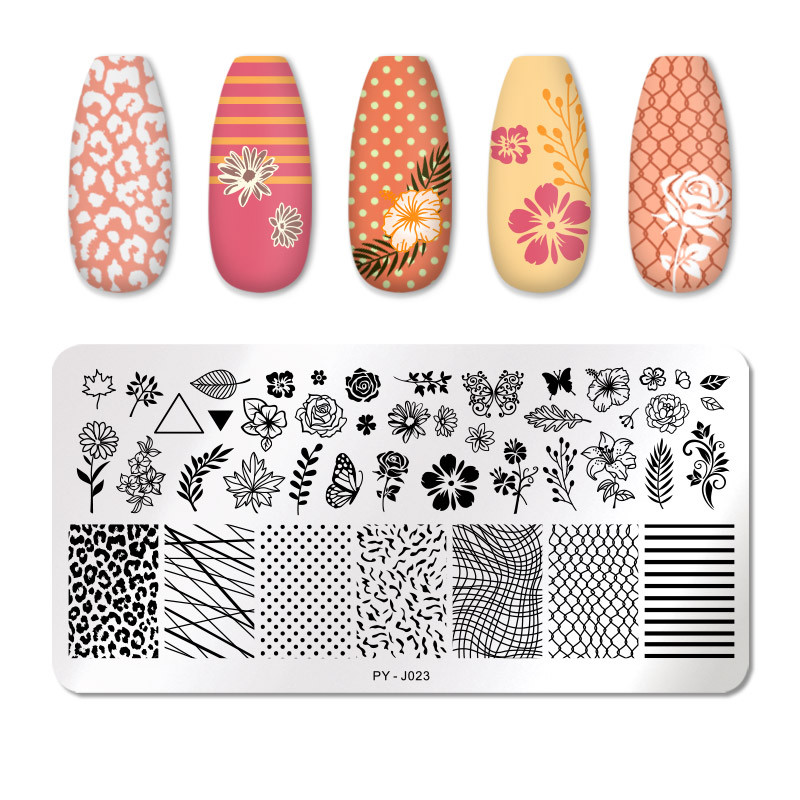 PICT YOU 1 buc. plăci de ștanțare a unghiilor cu flori, marmură, plăci de imagine DIY, șabloane pentru șabloane de imprimare lac de unghii, instrumente de ștanțare