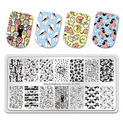 BEAUTYBIGBANG Hot Sale Πλάκες για σφράγιση νυχιών με μοτίβο λουλουδιών ζώων Leopard Πρότυπο νυχιών Σφραγίδα νυχιών Πρότυπο εικόνας σφραγίδας τέχνης νυχιών