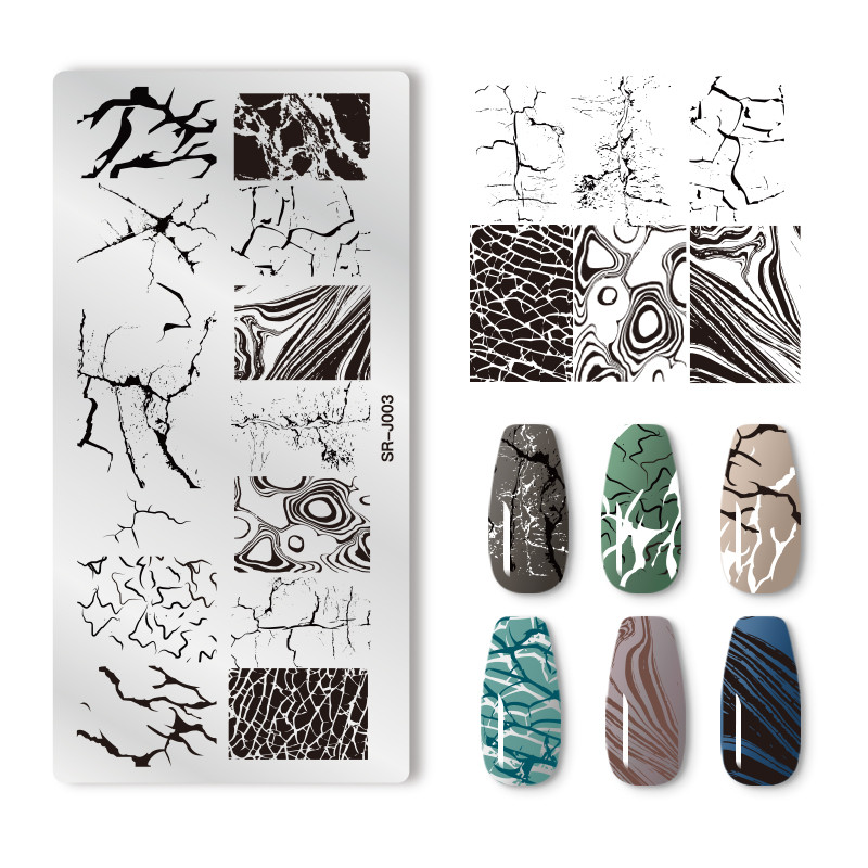 Plăci pentru ștanțarea unghiilor dreptunghiulare Textura de marmură Cerneală Șablon din oțel inoxidabil Nail Art Image Texture DIY Instrumente pentru plăci