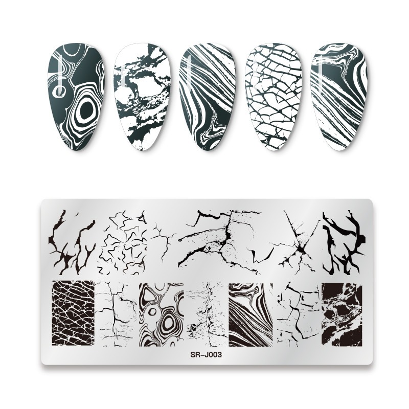 Plăci pentru ștanțarea unghiilor dreptunghiulare Textura de marmură Cerneală Șablon din oțel inoxidabil Nail Art Image Texture DIY Instrumente pentru plăci