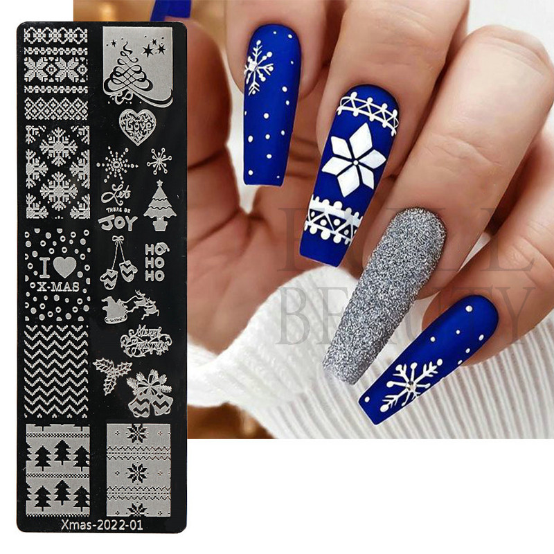 Sărbătoare pentru unghii de Crăciun Placă de ștanțare Fulgi de zăpadă Sărbători de iarnă Joy Design Tipărire Șabloane Instrument de manichiură #Xmas-2022