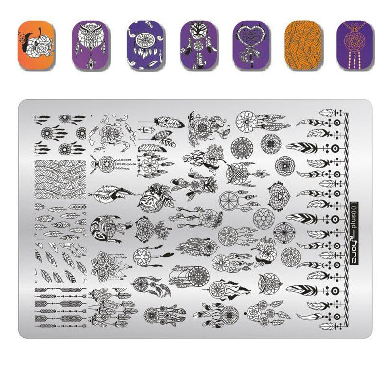Șablon complet nou de ștanțare a unghiilor 14,5 * 9,5 cm, placă de transfer din oțel inoxidabil pentru ștanțarea nail art, imprimare pentru manichiură DIY 70*