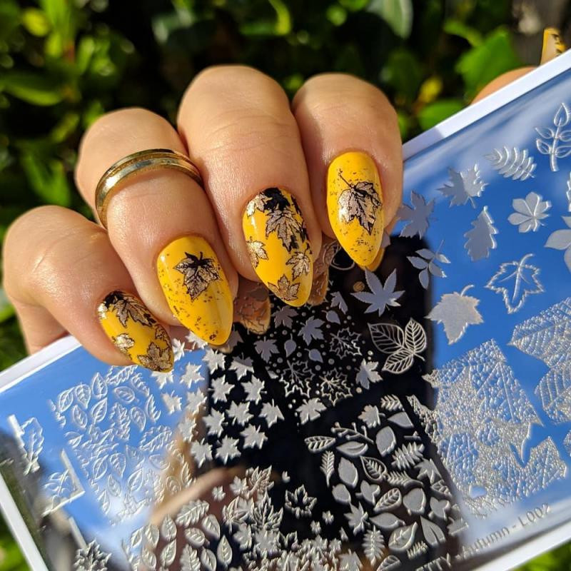BORN PRETTY Placă de ștanțare Frunze de arțar Tema de toamnă Design de toamnă din oțel inoxidabil Șabloane de ștampilă pentru unghii L002
