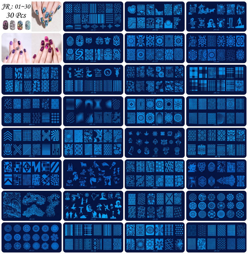 12*6cm model geometric farfurii de ștanțare pentru unghii 30 de decorațiuni de design șablon de ștampilare șablon de manichiură Tema geometriei (t01)