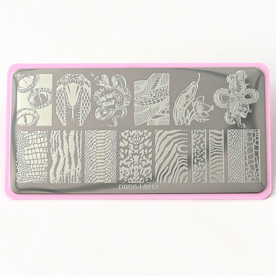 1Pc-12X6Cm Πλάκες σφράγισης φιδιών/ομορφιών/γατών DRDS Nail Art από ανοξείδωτο ατσάλι πρότυπο για DIY Transfer Image Nail Art Stencil