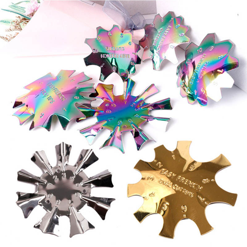 Placa de unghii 11 dimensiuni Easy French Smile Cut V Line forma migdale Sfaturi Accesorii acrilice Instrument de decorare manichiura