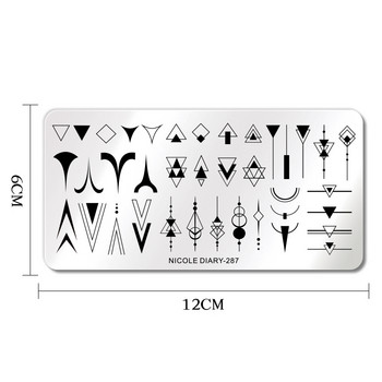 NICOLE DIARY Γεωμετρία Στένσιλ νυχιών Γεωμετρικό Γαλλικό Σχέδιο Πλάκες Σφράγισης Φύλλων φοίνικα Στάμπα λουλουδιών για Νύχια Μανικιούρ Σφραγίδα