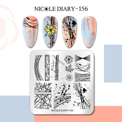 NICOLE DIARY Flower French Line Pattern Stamping Nail Plate Geometric Leaf Floral Nail Art Stamp Stamp Stencil
