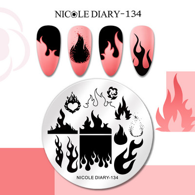 NICOLE DIARY Flower French Line Pattern Stamping Nail Plate Geometric Leaf Floral Nail Art Stamp Stamp Stencil