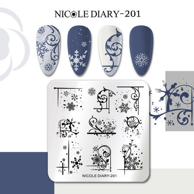 NICOLE DIARY Flower French Line Pattern Stamping Nail Plate Geometric Leaf Floral Nail Art Stamp Stamp Stencil