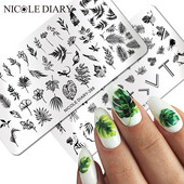 NICOLE DIARY Πλάκες σφράγισης φύλλων μπανάνας Palm Stamp Flower Leaves Snowflakes Design All for Manicure Χριστουγεννιάτικο πρότυπο νυχιών τέχνης