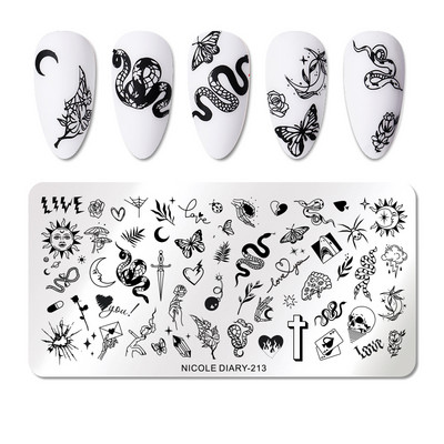 NICOLE DIARY Πλάκες σφράγισης φύλλων μπανάνας Palm Stamp Flower Leaves Snowflakes Design All for Manicure Χριστουγεννιάτικο πρότυπο νυχιών τέχνης