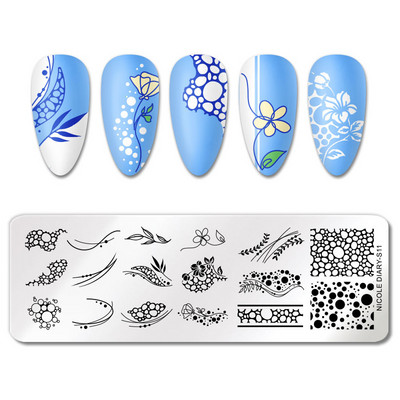 NICOLE DIARY Πλάκες σφράγισης φύλλων μπανάνας Palm Stamp Flower Leaves Snowflakes Design All for Manicure Χριστουγεννιάτικο πρότυπο νυχιών τέχνης