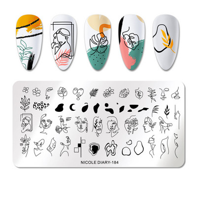 NICOLE DIARY Πλάκες σφράγισης φύλλων μπανάνας Palm Stamp Flower Leaves Snowflakes Design All for Manicure Χριστουγεννιάτικο πρότυπο νυχιών τέχνης