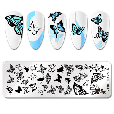 NICOLE DIARY Πλάκες σφράγισης φύλλων μπανάνας Palm Stamp Flower Leaves Snowflakes Design All for Manicure Χριστουγεννιάτικο πρότυπο νυχιών τέχνης