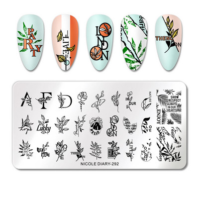 NICOLE DIARY Πλάκες σφράγισης φύλλων μπανάνας Palm Stamp Flower Leaves Snowflakes Design All for Manicure Χριστουγεννιάτικο πρότυπο νυχιών τέχνης
