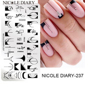 NICOLE DIARY Γαλλική γραμμή Πλάκες για σφράγιση νυχιών Πρότυπο εκτύπωσης φόρμας στένσιλ για μανικιούρ με λωρίδες