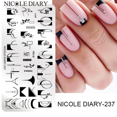 NICOLE DIARY Γαλλική γραμμή Πλάκες για σφράγιση νυχιών Πρότυπο εκτύπωσης φόρμας στένσιλ για μανικιούρ με λωρίδες