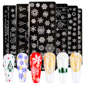 1 PC Nagu zīmogplāksnes Zīmogs Skrāpis Lapu Roze Snowflakes Nagu mākslas zīmogu veidnes Ziemassvētku manikīrs