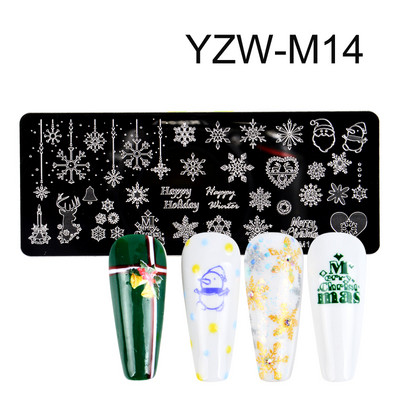 1 PC Nagu zīmogplāksnes Zīmogs Skrāpis Lapu Roze Snowflakes Nagu mākslas zīmogu veidnes Ziemassvētku manikīrs
