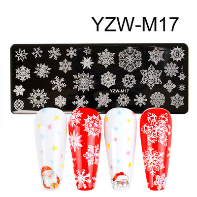 1 PC Nagu zīmogplāksnes Zīmogs Skrāpis Lapu Roze Snowflakes Nagu mākslas zīmogu veidnes Ziemassvētku manikīrs