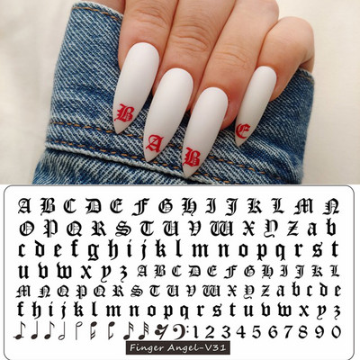 1PC 2021 Letter Words Nail Art štancēšanas veidne 12*6cm Finger Angel Nail Stamp Manikīra trafaretu komplekts nagu zīmogu plāksnēm #T22