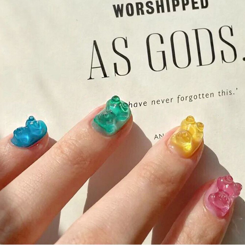 Mucegai de silicon pentru sculptură pentru unghii, 3D, ursuleț drăguț, placă de ștanțare transparentă, șabloane pentru unghii, bricolaj, gel UV, lac, instrumente de matriță pentru manichiură